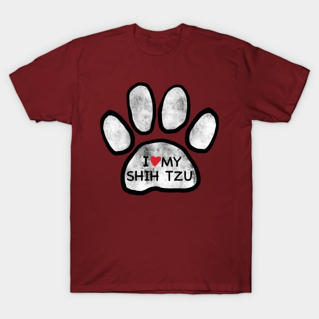 I Love My Shih Tzu Paw rugged look T-Shirt by SubtleSplit